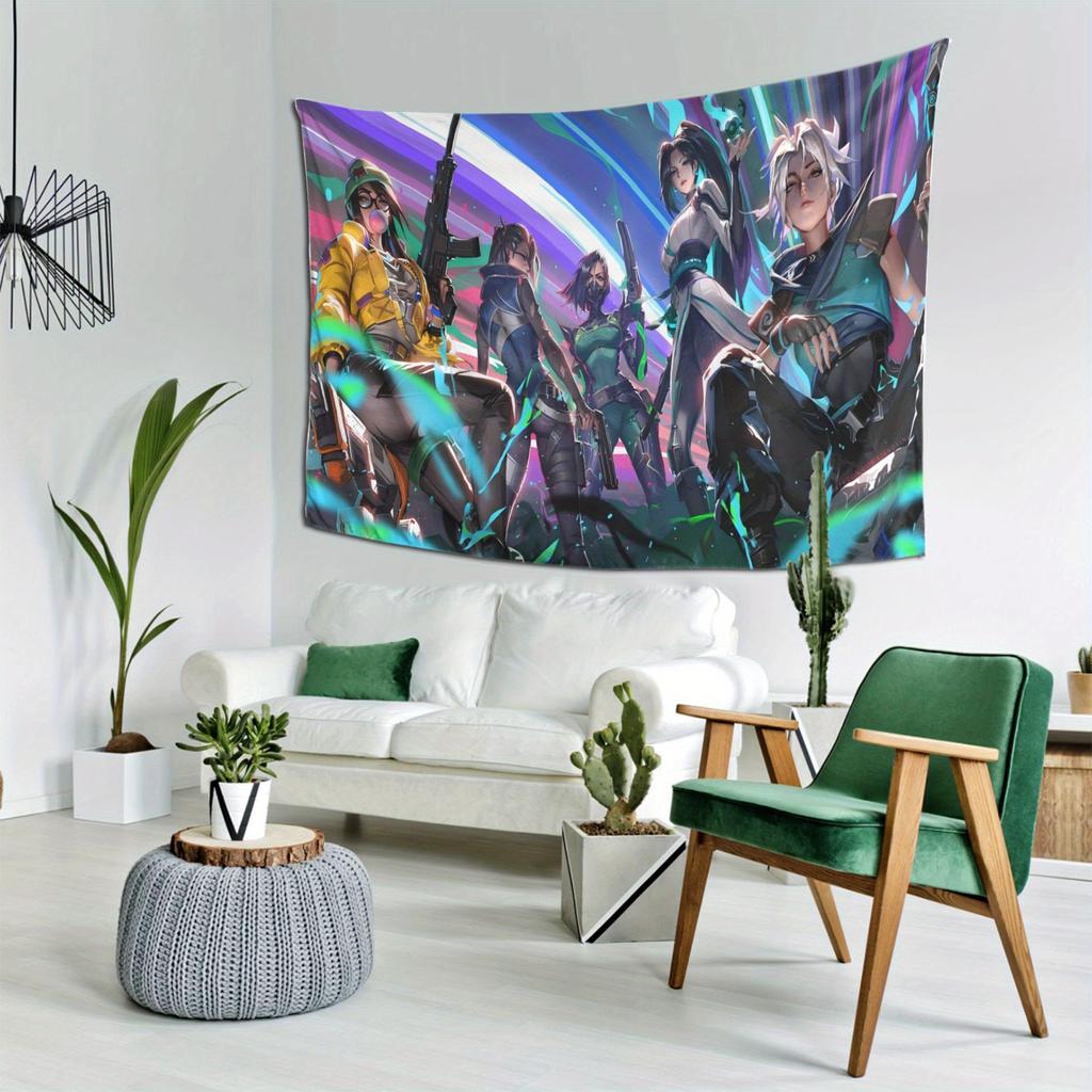 Vibrant Anime Heroes Tapestry Perfect for Gamers  Add Adventure and Style to Bedroom Living Room with Stunning Wall Art