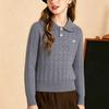 Kinder Zopfmuster Pullover mit kleinem Kragen für Wärme und lässige Alltagsmode