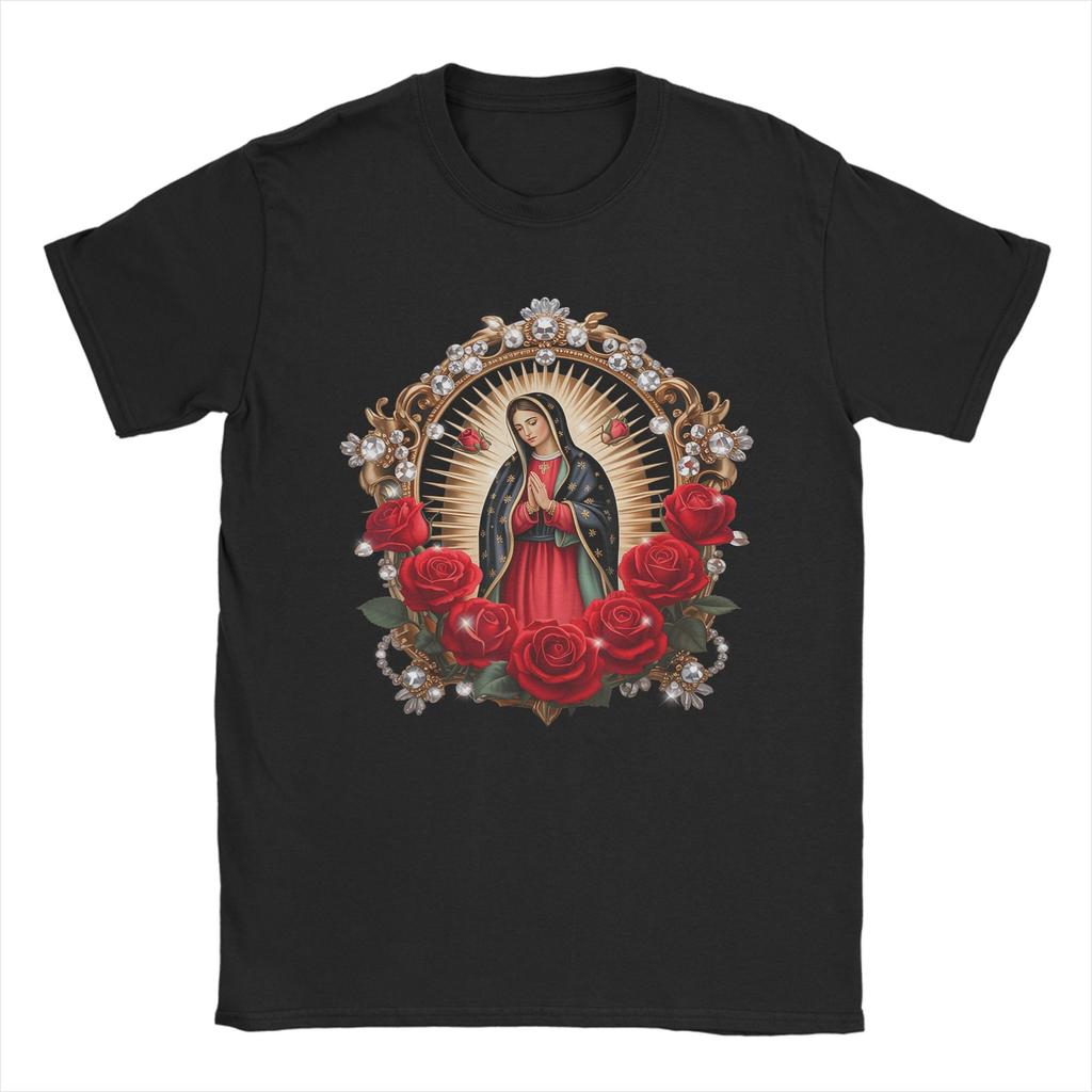 Vintage T Shirt Summer Tattoo Style Virgin Mary Hippie T Shirts  100 Cotton Tshirt for Men Y2K Retro Print Short Sleeve Clothes