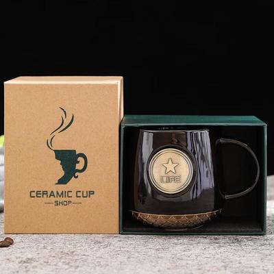Chaxun Classic Bronze Badge Black Fish Scale Office Mug
