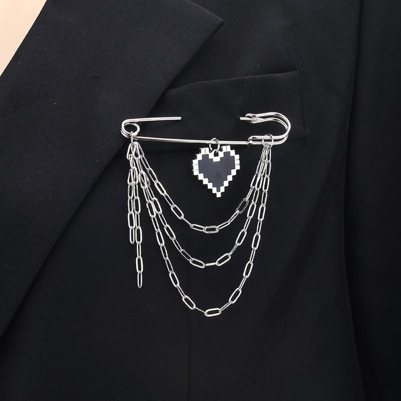 Modern Chain Lapel Pin Ornament Statement Style Badge Chain Pendant Brooches