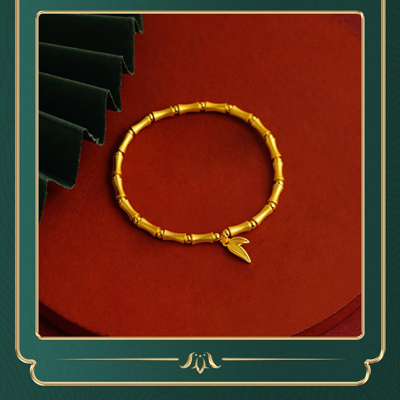 Bamboo-Inspired Gold Bracelet for Girls: Versatile & Trendy Couple's Beads Jewelry