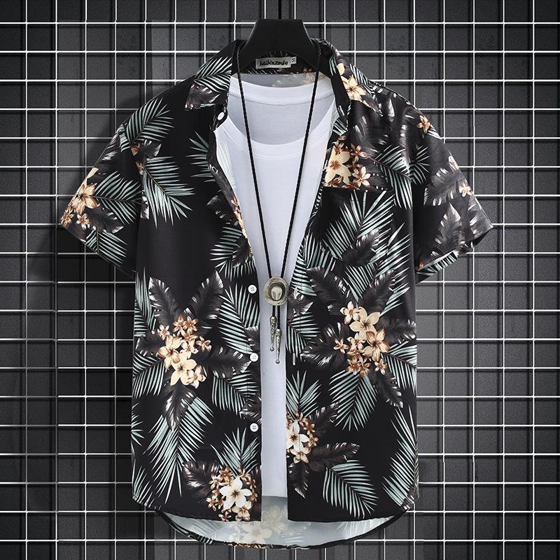 Versatile Men's Quick-Dry Shorts & Floral Shirt Set - Retro Hainan Island National Trend
