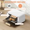 Electric Oven 12L with Timer and Adjustable Temperature, in Steel and Plastic, 31.5x27.7x22.7 cm, White and Gold