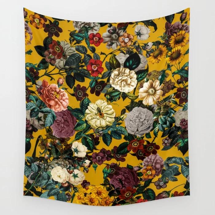 Blumen Wandteppich Wandbehang Mysteriös Romantischer Wandteppich Hintergrund Mandala Haus Wohnzimmer Schlafzimmer Dekor Wandteppich Dekoration