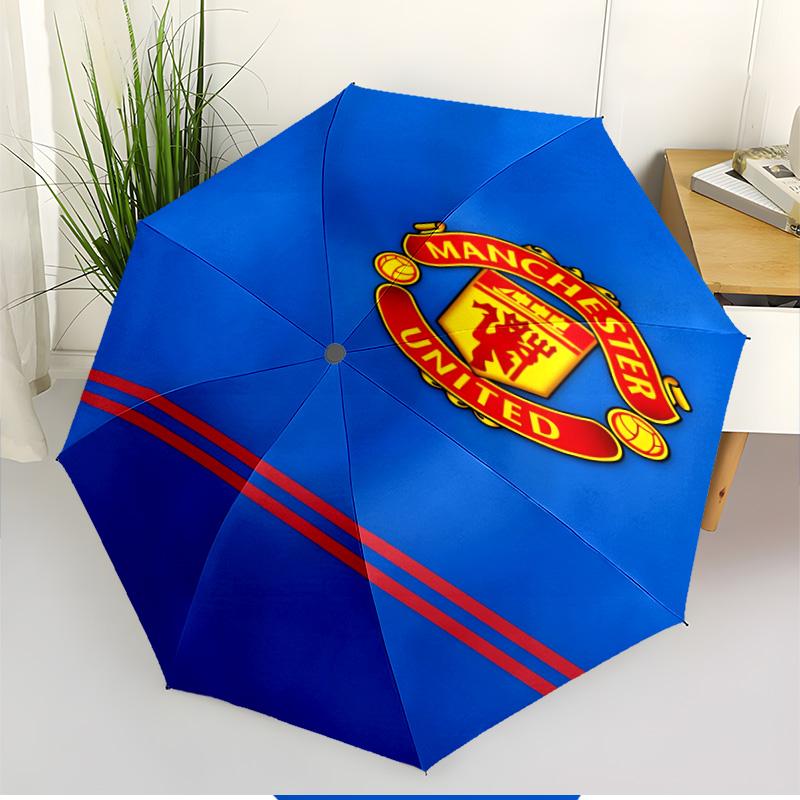 Paraguas de Apertura y Cierre Automático con Estampado del Manchester United F.C., Paraguas Plegable Portátil, para Viajes al Aire Libre, Viajes de Negocios, Viajes de Camping, Regalo de Cumpleaños Ideal