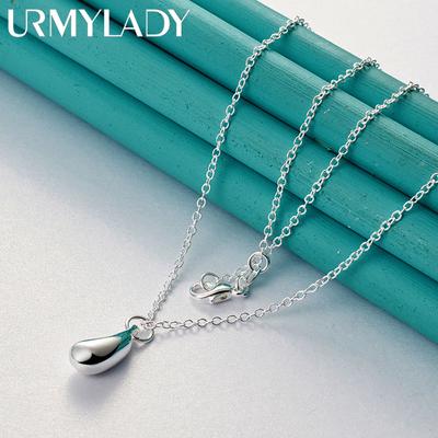 URMYLADY 925 Sterling Zilver Waterdruppel Hanger Ketting Voor Vrouwen Bruiloft Verloving Mode Sieraden