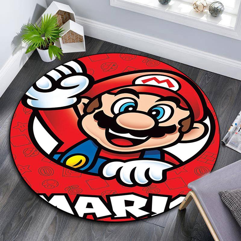 Mario Cartoon Pattern Round rug,Carpet Rug for Living Room Bedroom Playroom ,Non-slip Floor Mat,Holiday Gifts and Birthday Gifts.