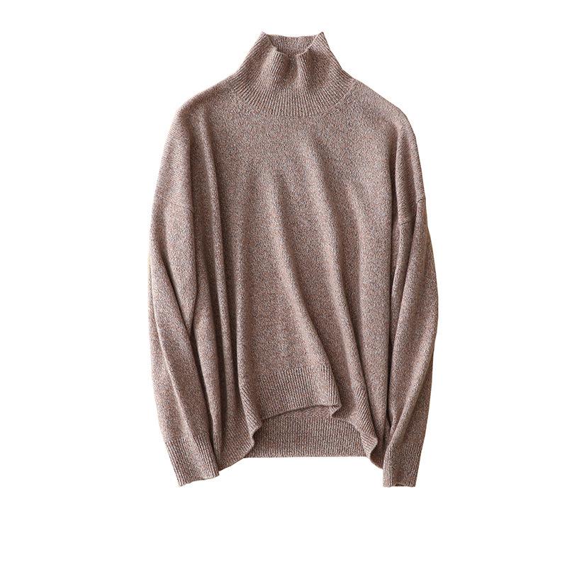 2026 Autumn/Winter Women's Marled Romantic Colors Half-High Collar Loose Cashmere Sweater