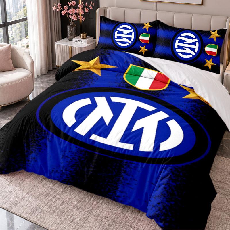 Inter Milan 3Pcs Bedding Set Duvet Cover With Two Pillowcases For Bedroom Home Decoration