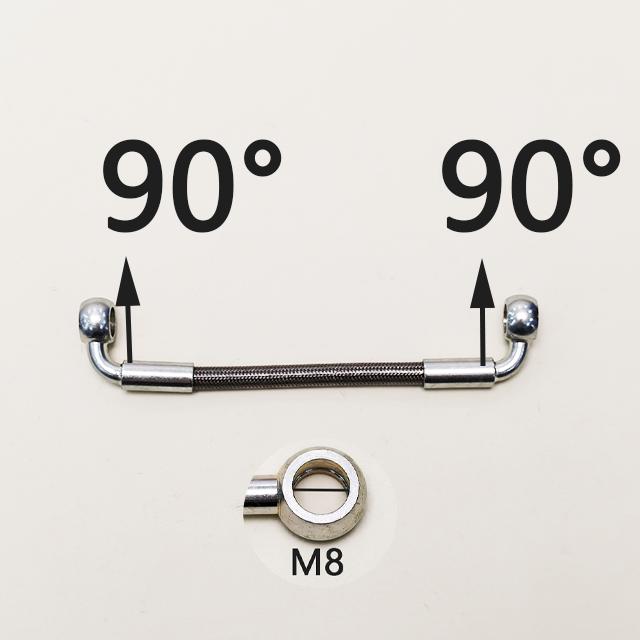 Silver 0°~28°~90° 30-500cm M8 Motorcycle Hydraulic Reinforced Brake Clutch Oil Hose Cable Line Pipe For ATV Dirt Pit Racing Bike