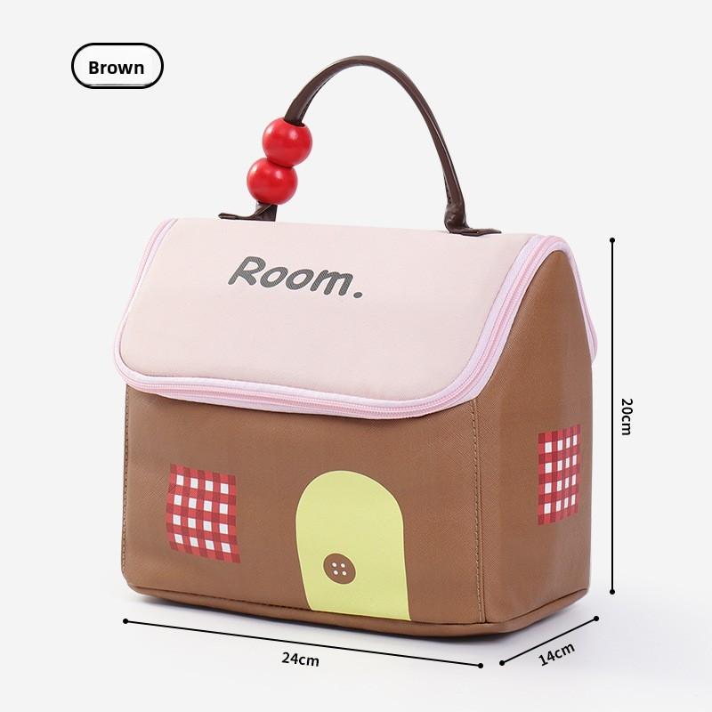 

Capacity Cute Large Insulated Bag With House Exterior And Letter Print Gift For
