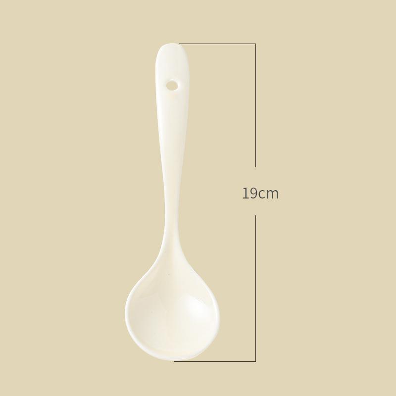 6Pcs Japanese Ceramic Small Soup Spoon, Stoneware Spoon Long Handle Spoon Household Creative Cute Rice Spoon KitchenTableware