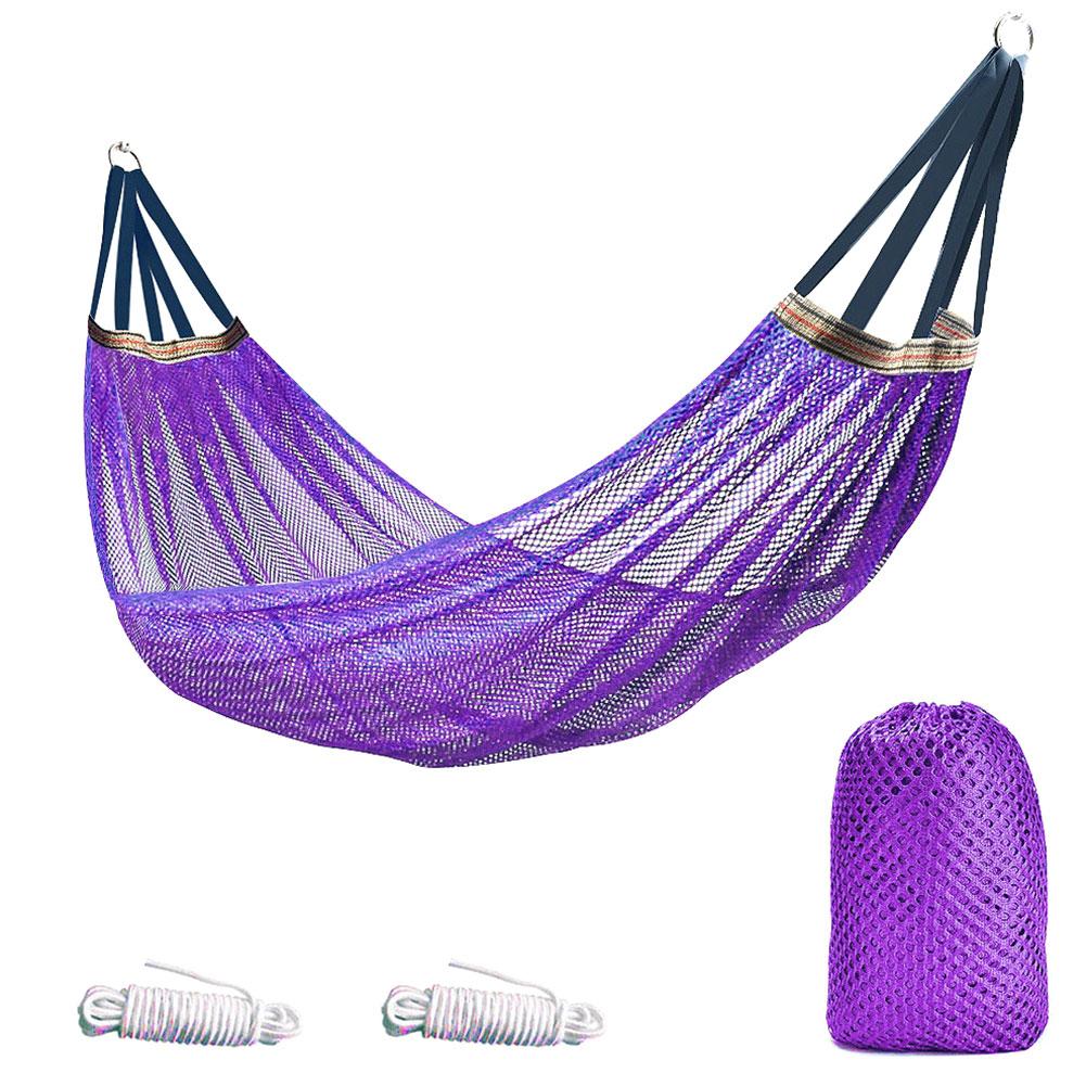 Hickened Rope Hammock Garden Outdoor Mesh Hammock Portable Simple Hammock Hanging Bed Double Outdoor Hammock with Bag