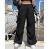 Spring and Autumn New American Street Sweatpants Women's High Waist Trend Wide Leg Tooling Casual Long Pants