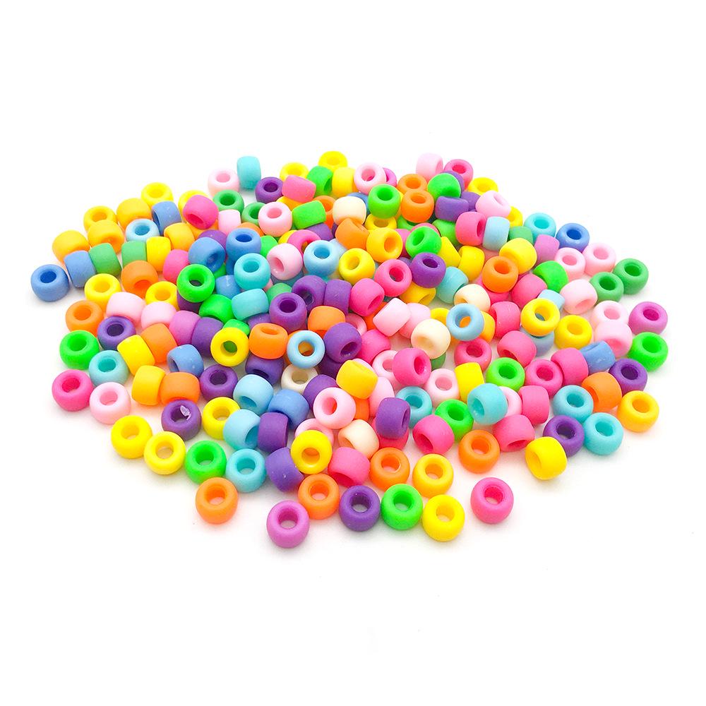 

100pcs Acrylic Large Hole Beads 6x9mm, 4mm Hole, DIY Jewelry Accessories for Kids.