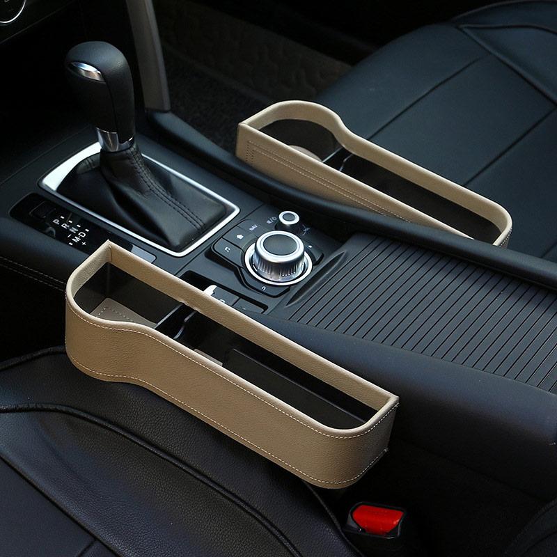 Car Seat Gap Storage Box Multifunctional Leather Storage Box Seat Storage Card Phone Key Clip Storage Bag Accessory Inside Car