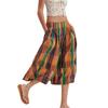 Women's Summer Boho Plaid Culotte Pants Casual Wide Leg Palazzo