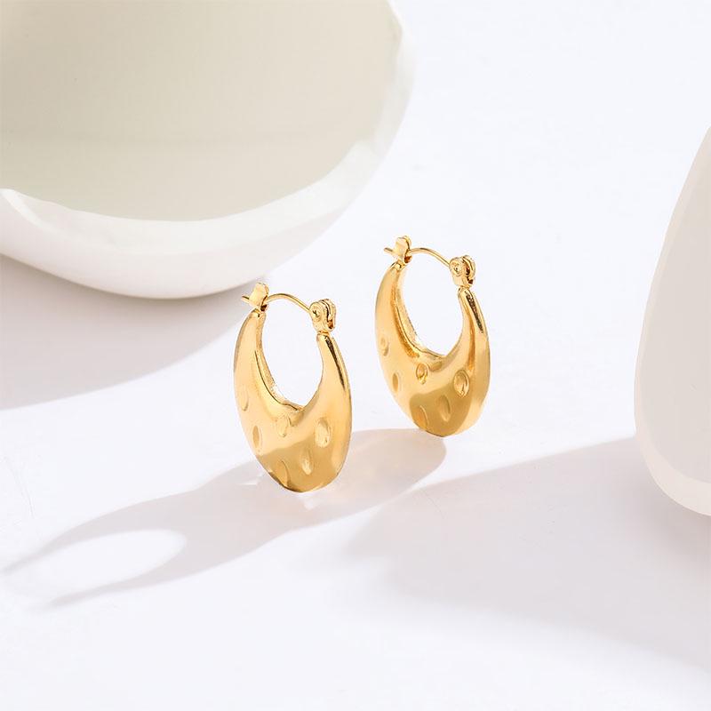 Elegant Titanium Steel Gold-Plated Earrings: Trendy, High-End Design with a Chic, Modern Style.