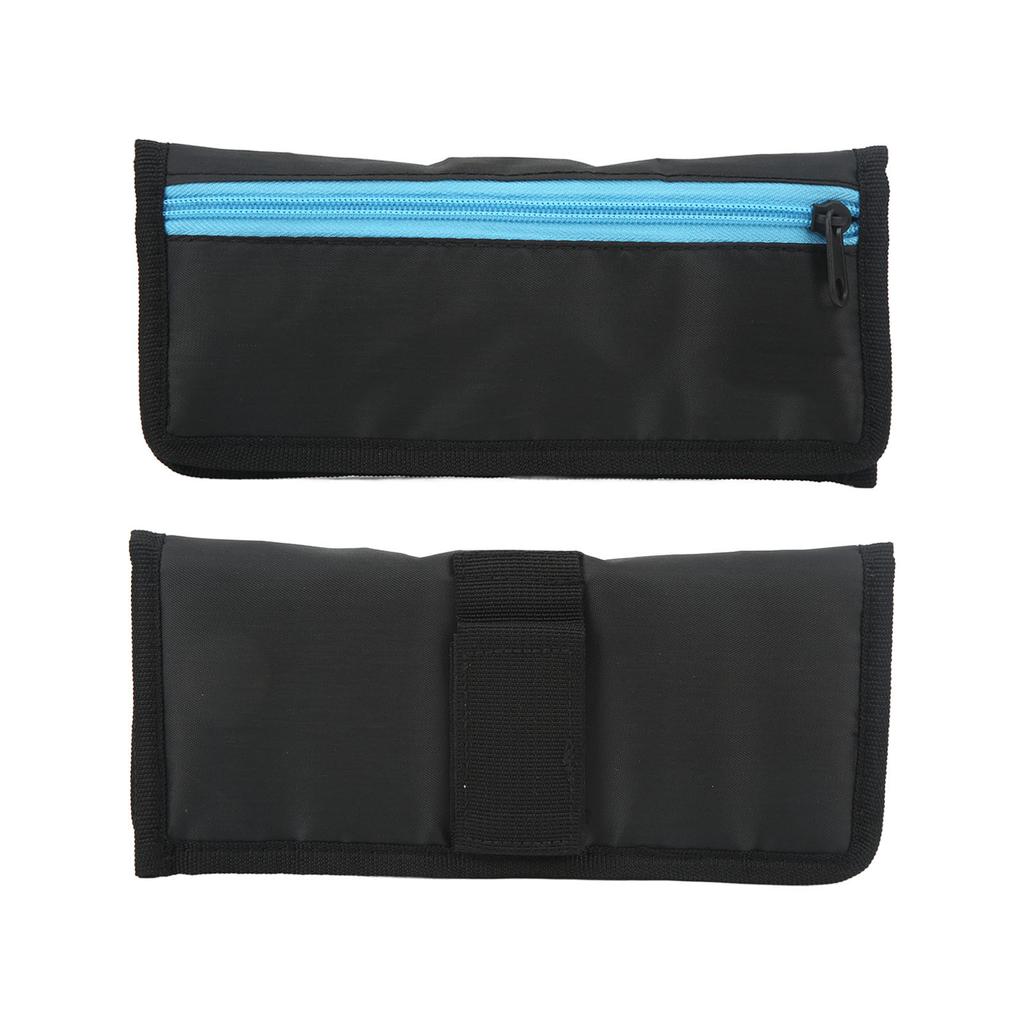 Battery Storage Bag Nylon Zipper Design 4 Small Grids Inside Portable Memory Card Storage Bag with Hook and Loop