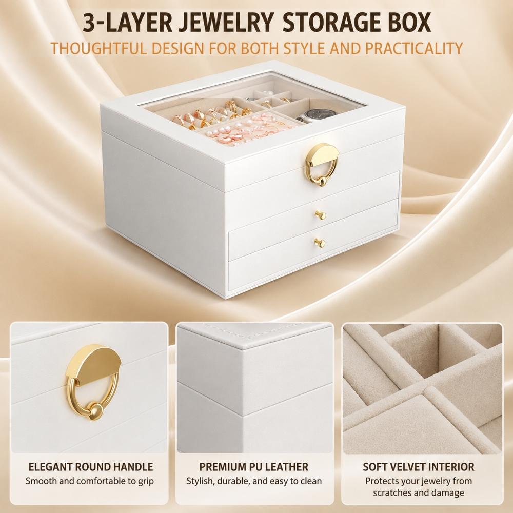 Kipnos 3-Tier Jewelry Organizer Storage Box 1 Piece