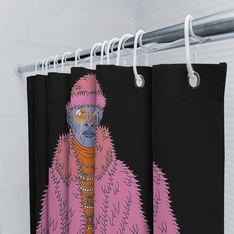 Unique Furry Shower Curtain Anime Character Home Decor Bathroom Set Artistic Pattern Modern Style Room Divider Backdrop