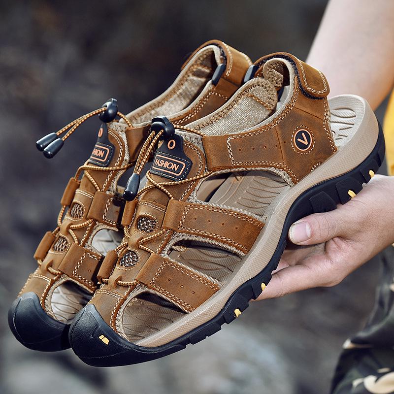 Korean Style Men's Breathable Outdoor Sports Sandals - Trendy Summer Closed-Toe Beach Shoes for Teenagers