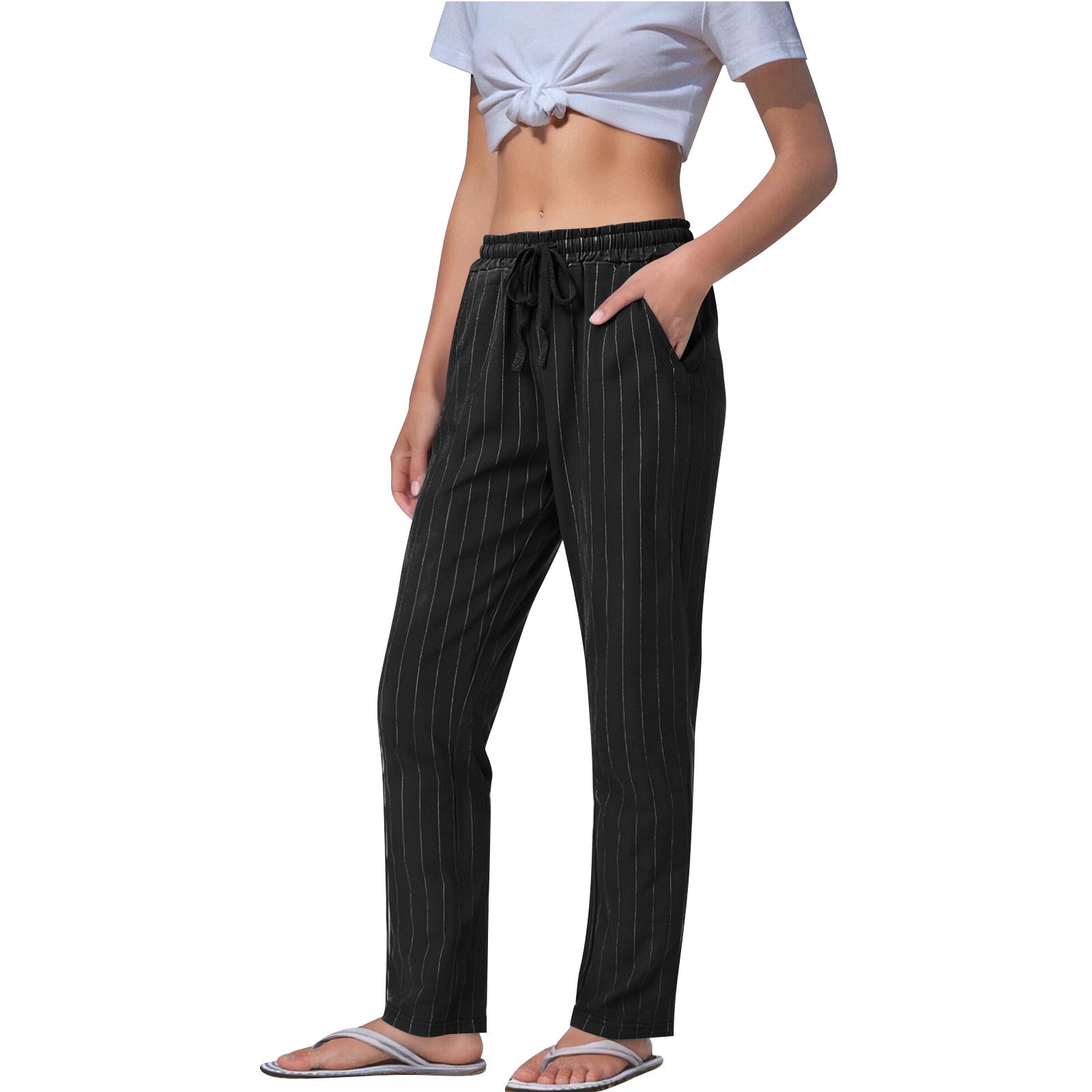 

Women s Casual Pencil Pants, Casual Linen Stripe Pants, Long Pants With Pockets XXL