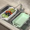 1pcs 35x21cm Drain Basket Hanging Bag Without Punching Adjustable Kitchen Dishwashing Telescoping Rack Vegetable Washing Basket