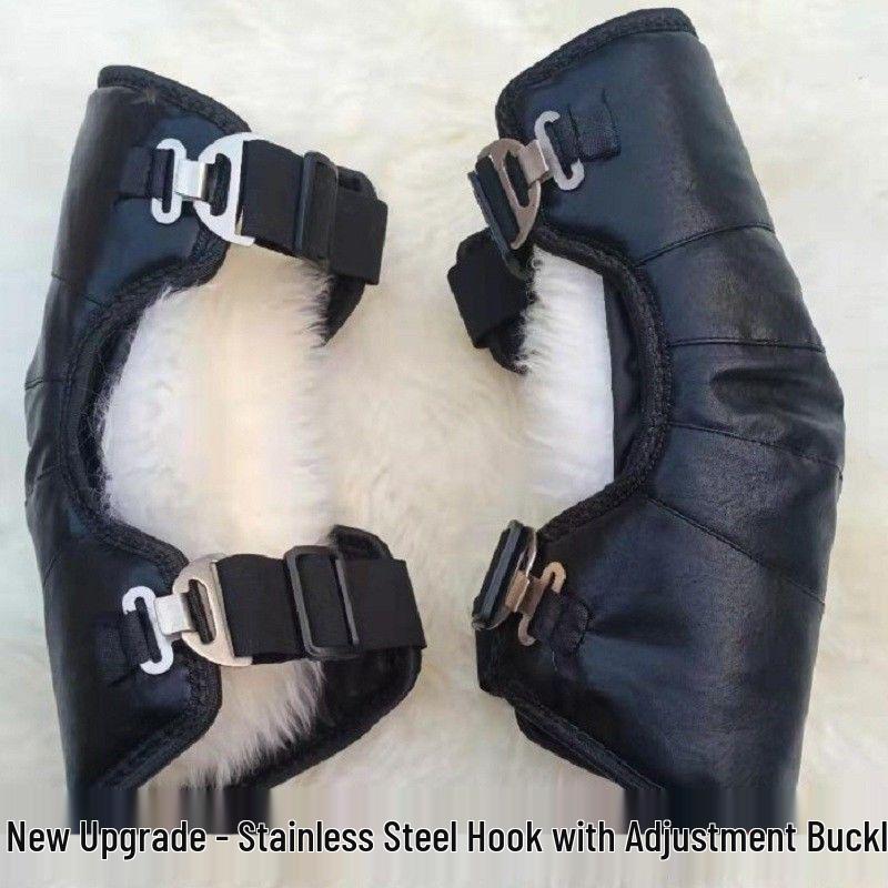 Extended Sheepskin Wool Leg Warmers - Windproof and Thickened Knee Pads for Winter Cycling & Cold Protection