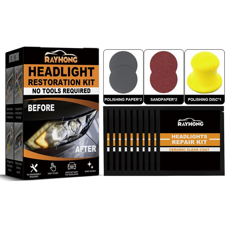 Headlamp Cover Cleaning Kit Headlight Restoration for Cars Long Lasting Protection and High Definition Lighting for City Drives