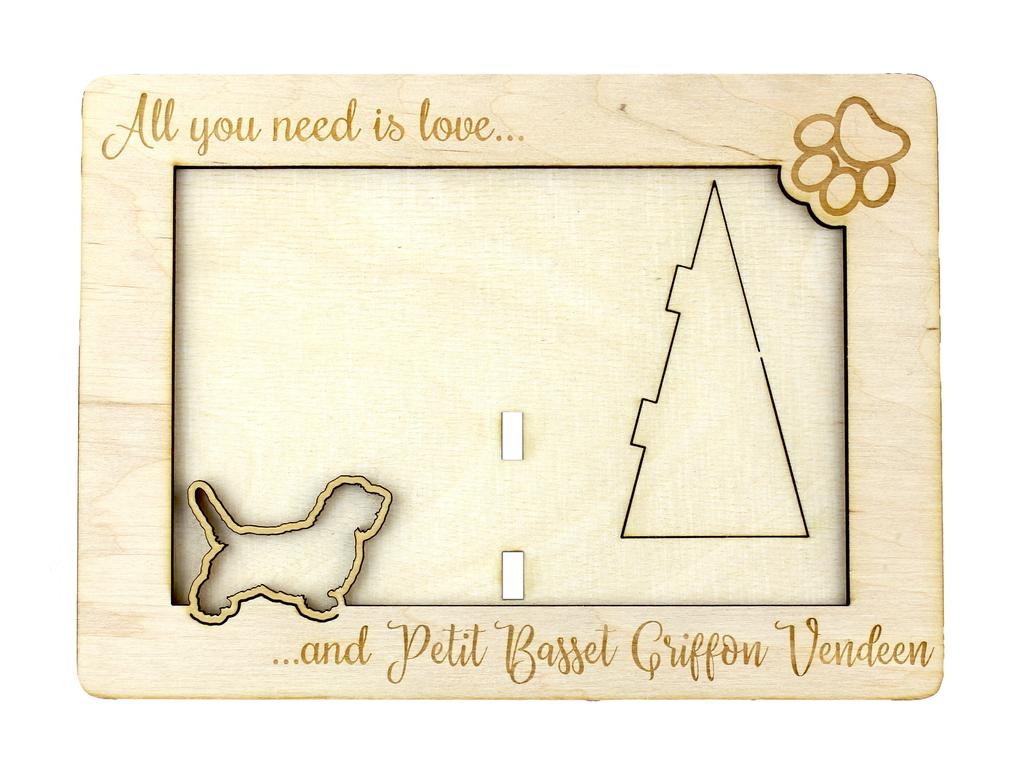 Petit Basset Griffon Vendéen - Photo frame, engraved wooden frame, a lovely gadget for the dog lover by Art-Dog
