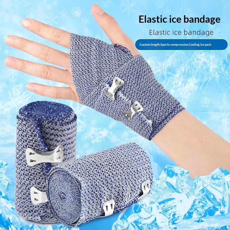 1 Rolle Kältekompressionsverband mit Clips Sportverbände Klebeband für Knöchel Handgelenk Arm Bein Zerrungen Erste-Hilfe-Bandagen Maß