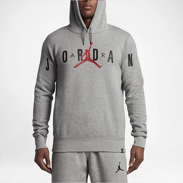 Jordan Sweatshirts Men's Gray Hooded Moderate Regular (Unisex) Sweatshirts 834372 063