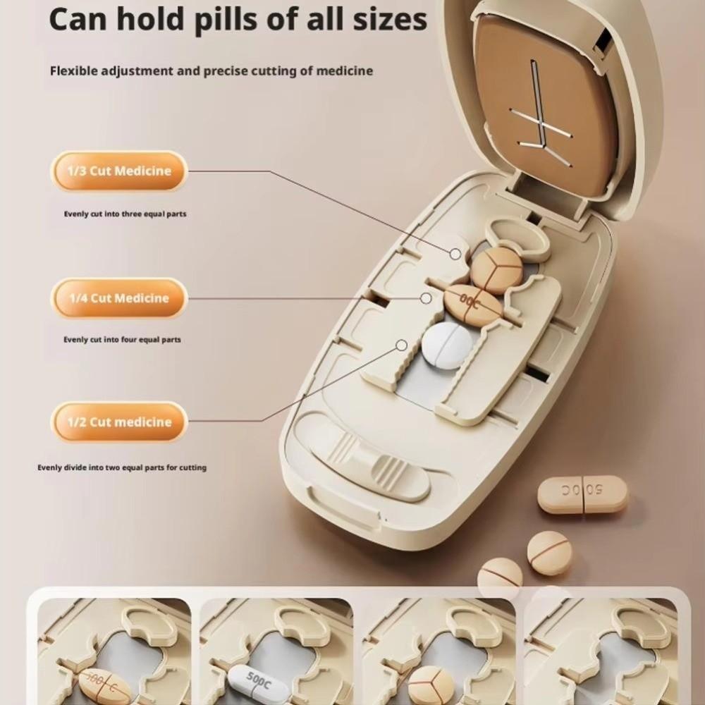 2/3/4-in-1 Pill Cutter Box Dust-proof Portable Pill Divider Precise Cutting Storage Compartment Drug Tablet Organizer Outdoor