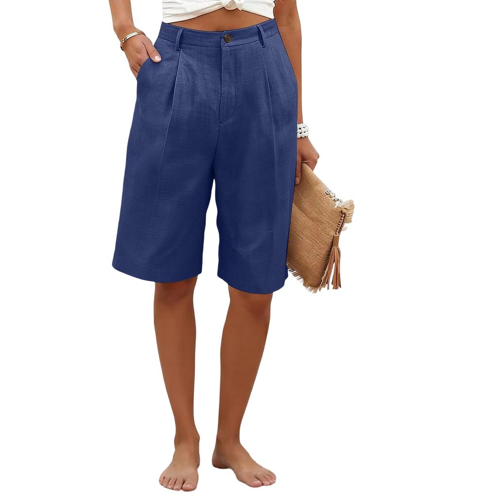 Women's Color Casual Fashionable Breathable Loose Cotton Linen Five Quarter Pants