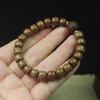 Dark Agarwood Bead Bracelet 8mm, Vintage Carved Bead Wooden Wristband, Ethnic Style Jewelry Gift