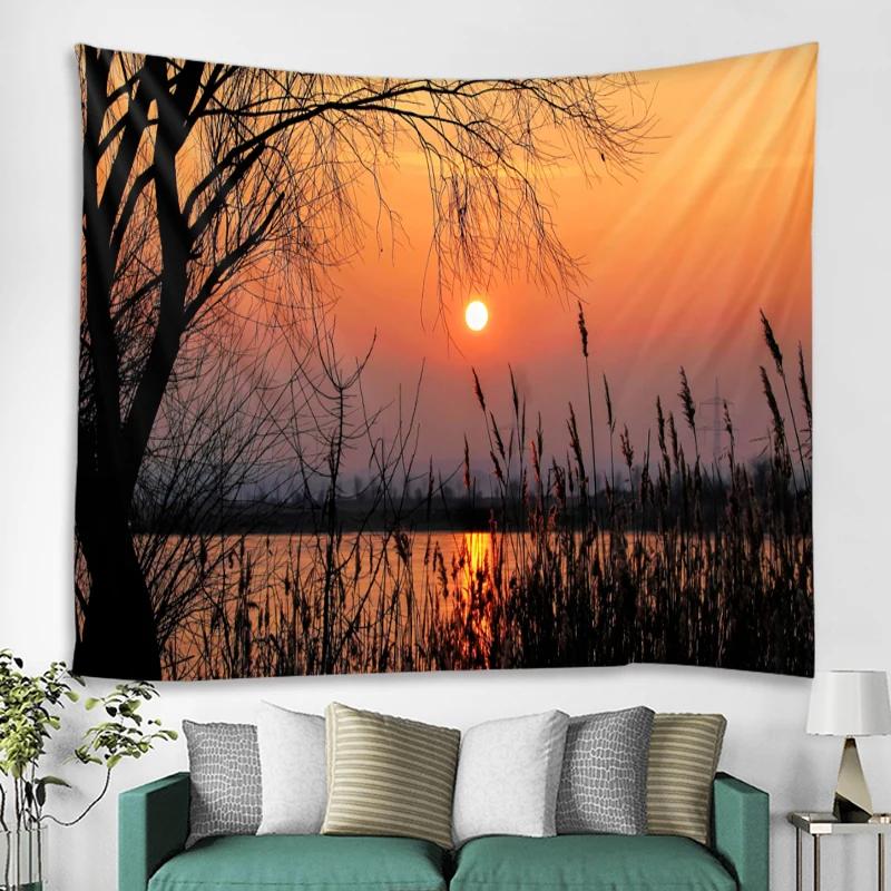 Wisząca na ścianę Boho Gobelin Mandala Dekoracja Artystyczna Piękny Krajobraz Wschodu i Zachodu Słońca Duży