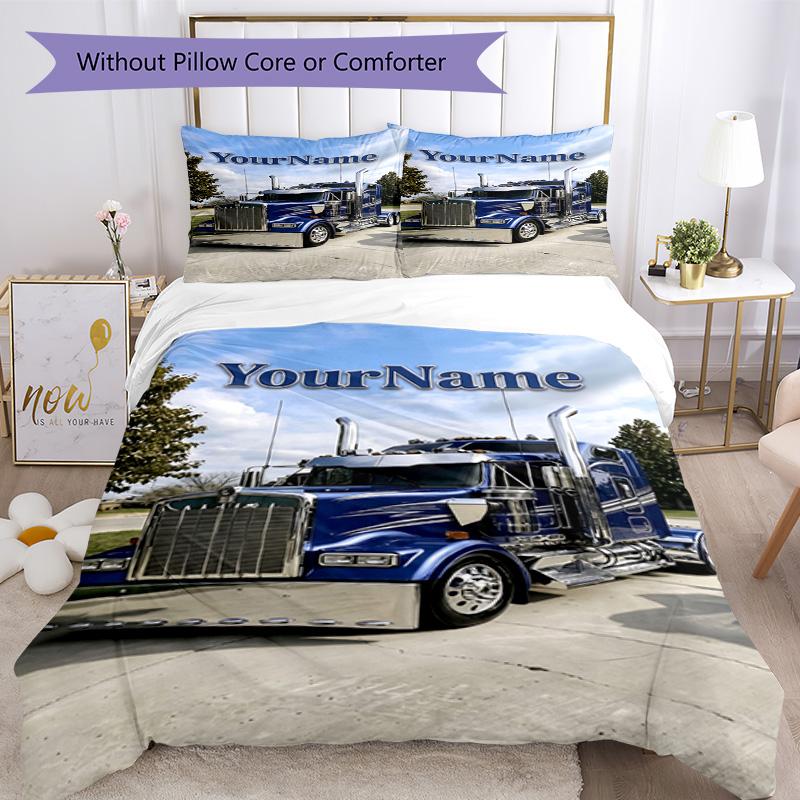 Kw Heavy Trucks Customize Your Name Bedding Set Breathable Duvet Cover with Pillowcases Home Decoration Birthday Gift