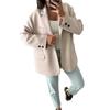 Warm Thick Woolen Coat for Women Autumn Winter Oversized Jacket Loose Casual Lapel Collar Single Breasted Solid Color Long Sleeves Top