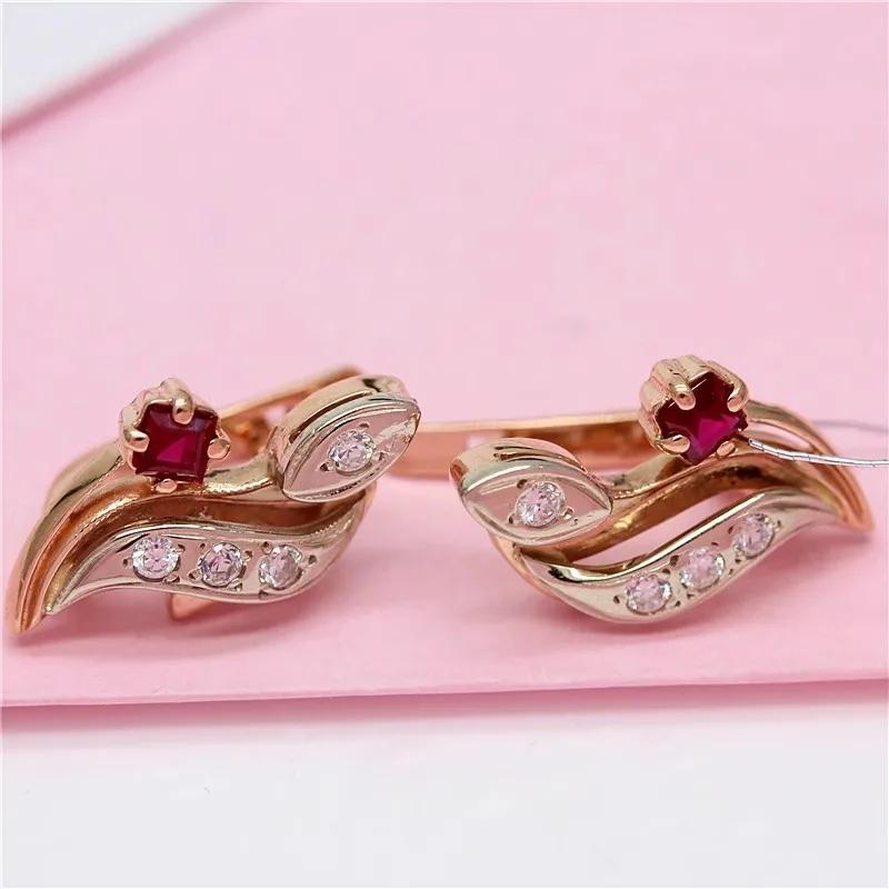 Boucles d'oreilles Rubis Artistiques Classiques pour Femmes Pierre Précieuse Rouge Élégantes Audacieuses Géométriques Déclaration Bijoux pour Réunions Formelles