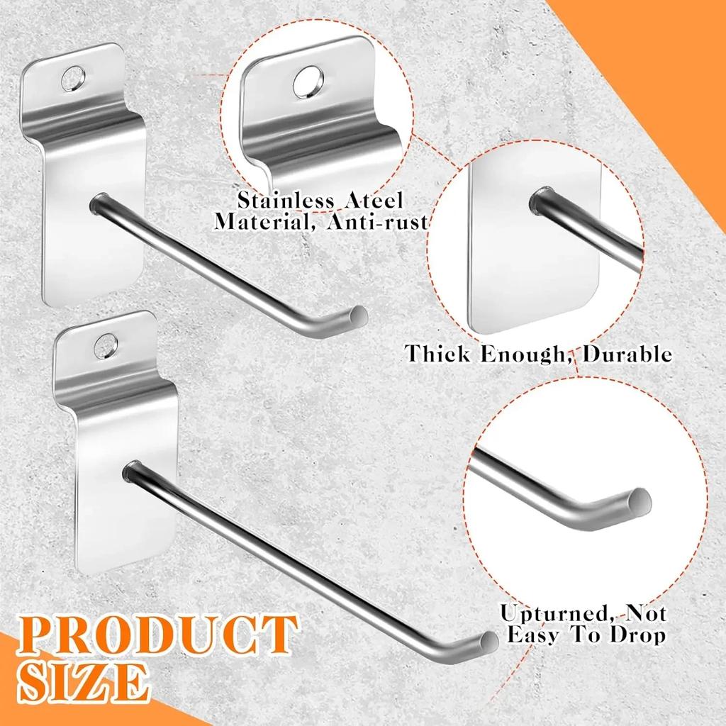 100PC Supermarket Shelf Slot Plate Hook Jewelry Display Shelf Accessories Single Line Hooks Slot Plate Hooks Metal Display Hooks