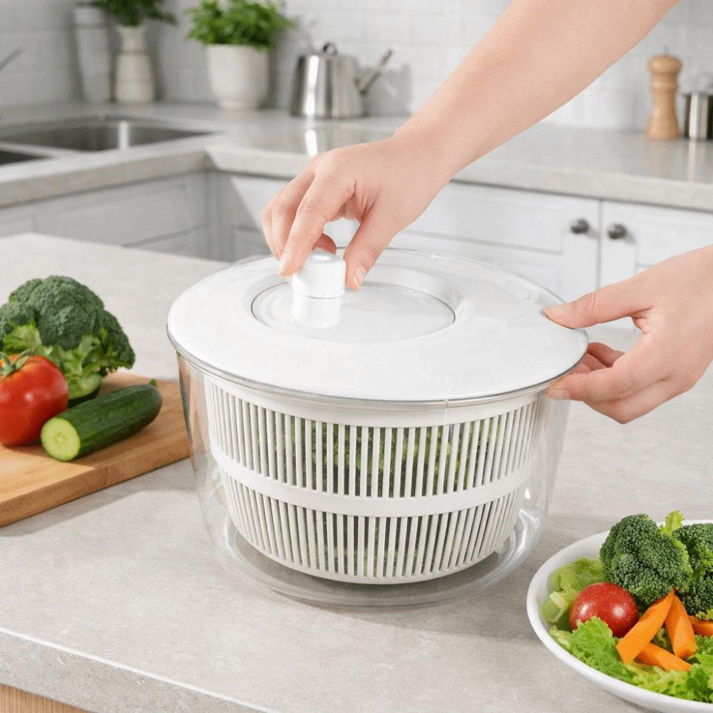 Plastic Manual Salad Spinner Large Capacity Lettuce Spinner Vegetable Washer Dryer  Fruit Drying