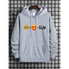 Autumn Winter Creative Fun Fast Food Burger Fries Pattern Print Hooded Sweatshirt Loose Comfortable Casual Sport Long Sleeves Hoodies