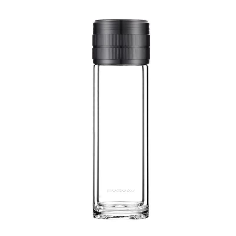BVGMAV Double-Layer Insulated Glass Tea Infuser Bottle
