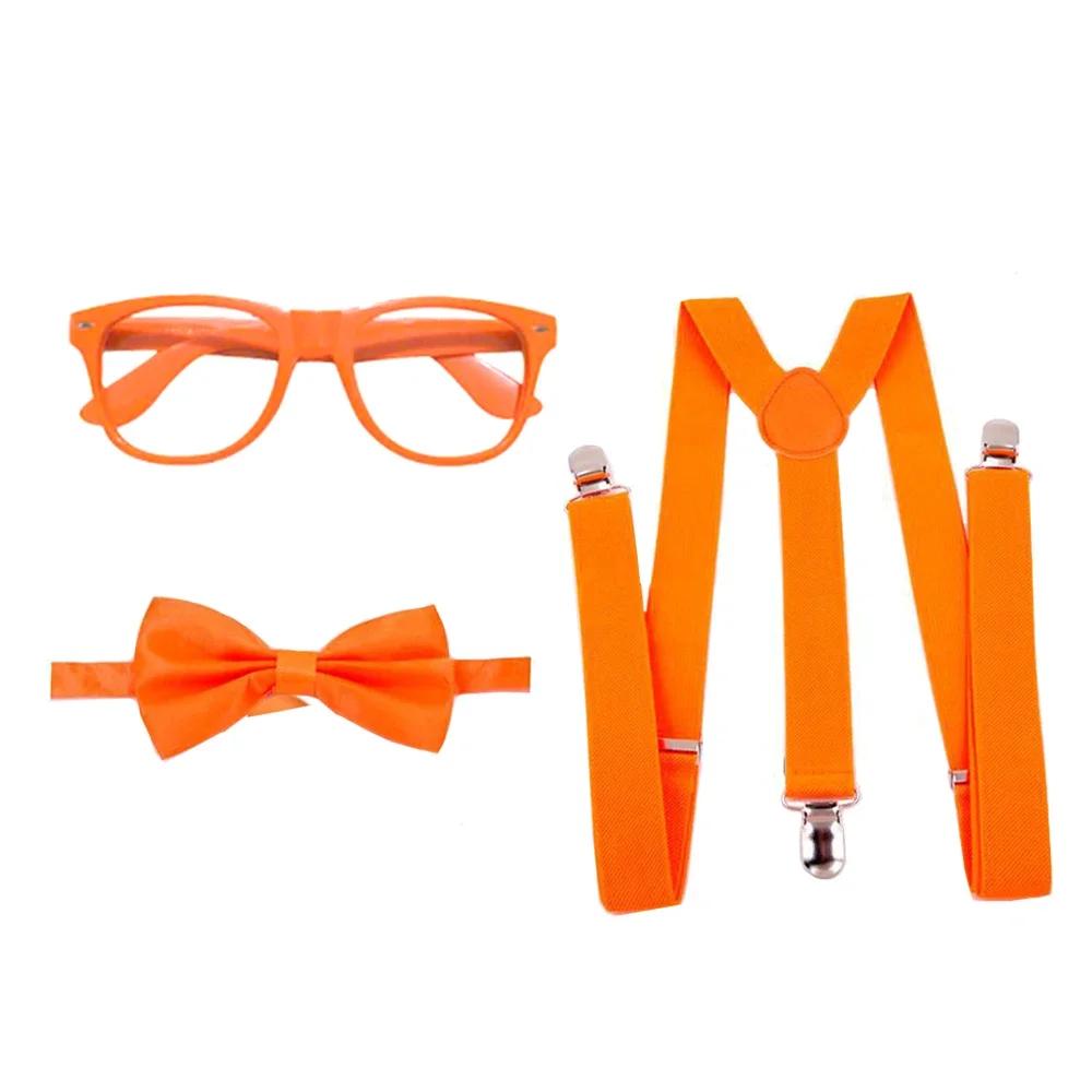 English Engineer Cosplay Costume For Kids Orange Straps Glasses Bow Tie Kit Set Party Dress Up Educational Accessories