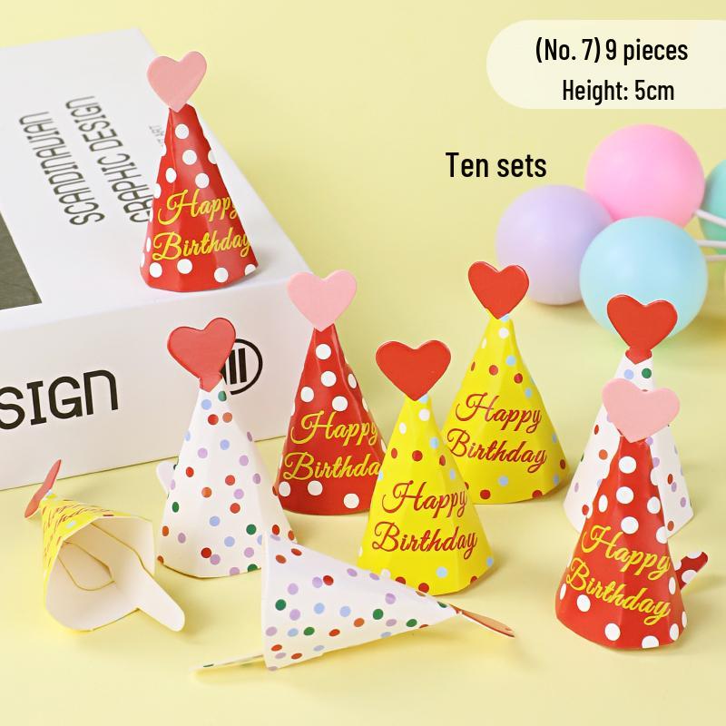 Mini Birthday Hat & Banner Cake Decorations - Internet Celebrity Style Baking Accessories