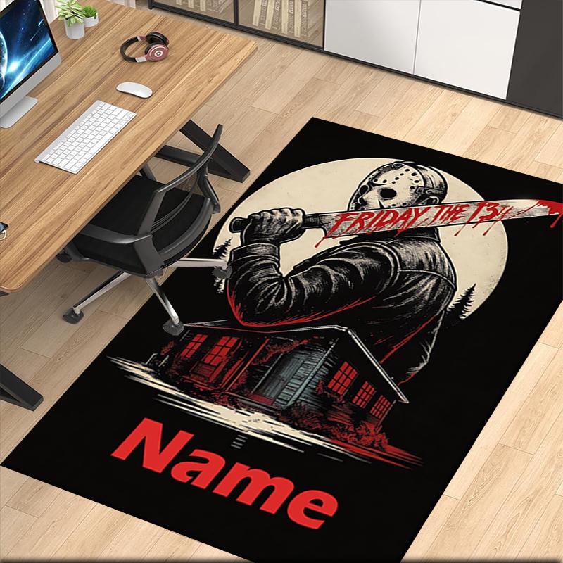 Custom Name Friday the 13th Printed Carpet, for Office Chair Living Room Bedroom Kitchen Room Decor Gifts.