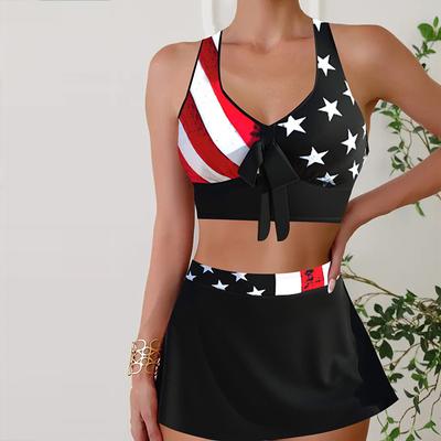 Traje de Baño de Tirantes para Mujer con Estampado de Estrellas Blancas Bikini Tankini