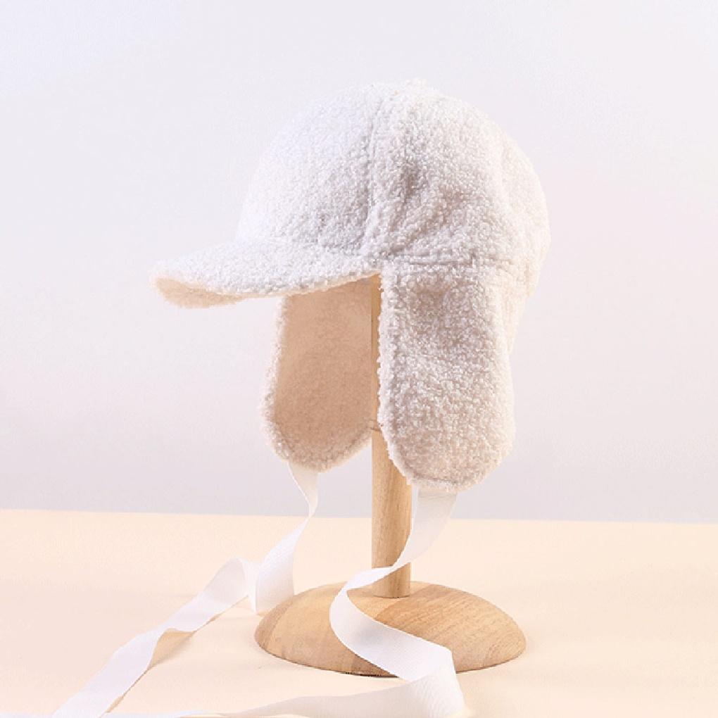 Lovely Ribbon Earflap Hat White Women's Winter Hat